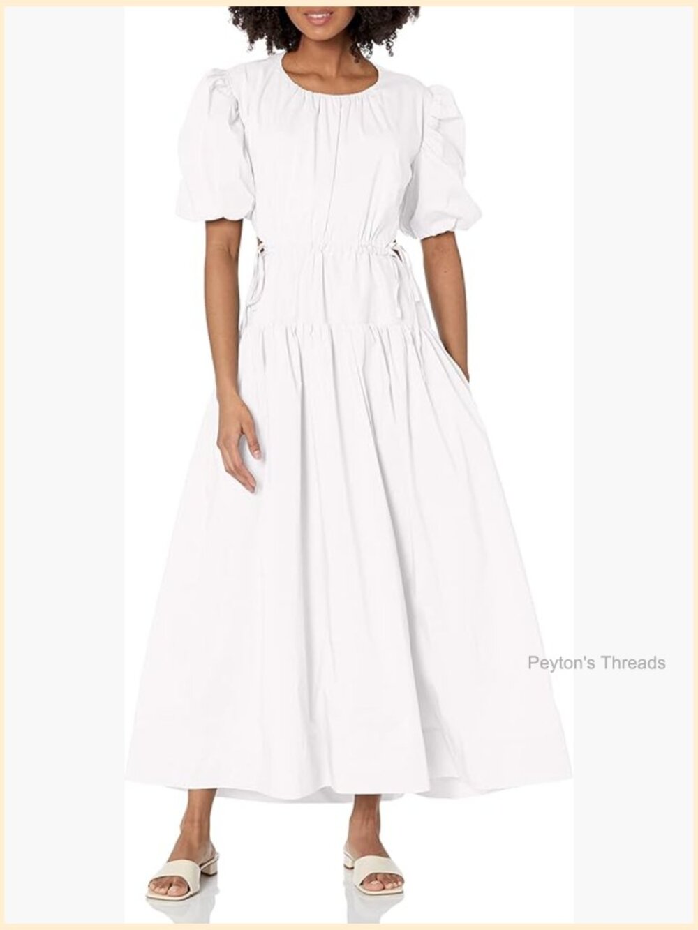 Casual Maxi Dress with Puff Sleeves A-Line - Picture 1 of 2